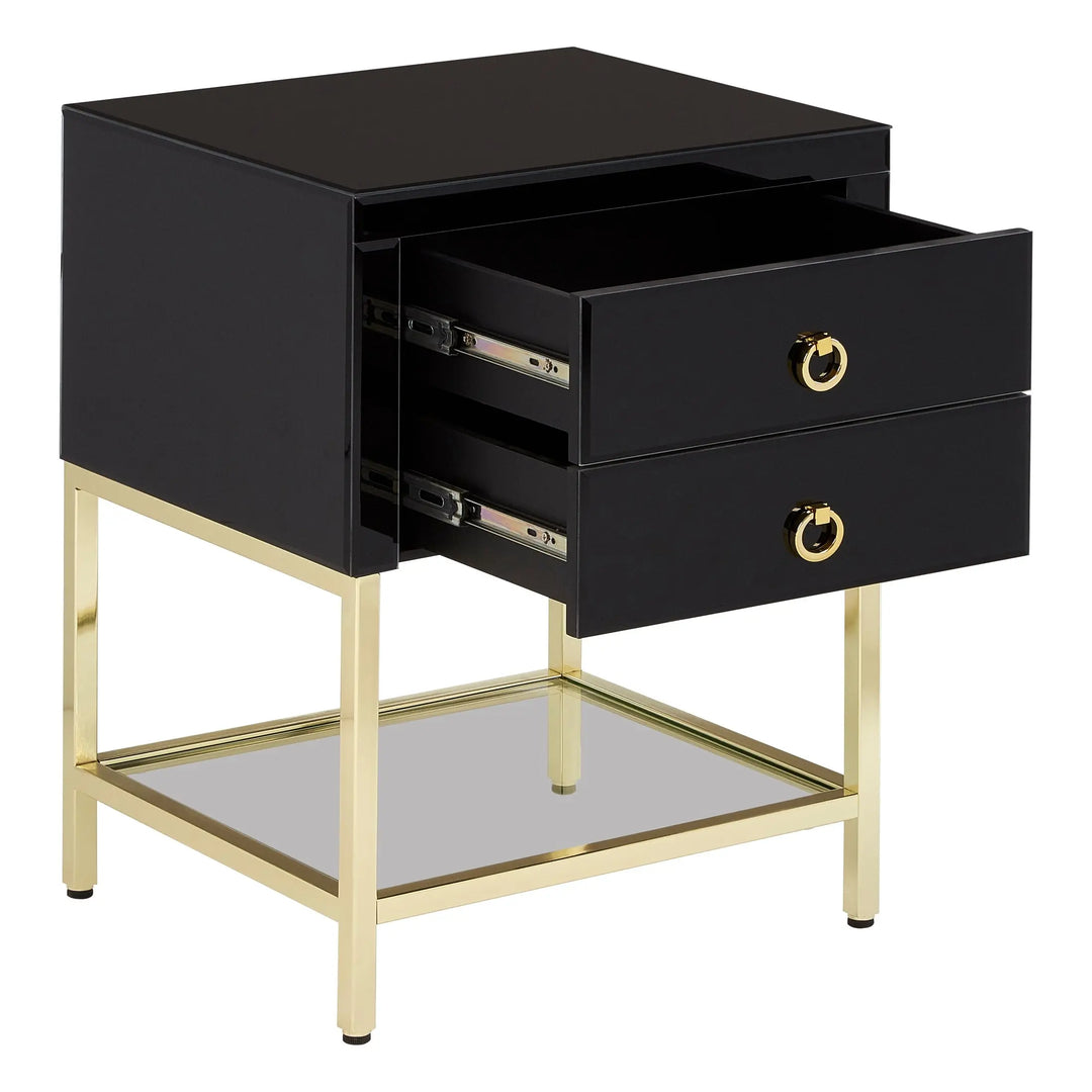 Kensford Townhouse Black 2 Drawer Side Table – Black Bedside Table with Storage Studio 55