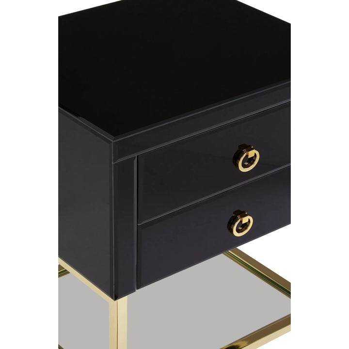 Kensford Townhouse Black 2 Drawer Side Table – Black Bedside Table with Storage Studio 55