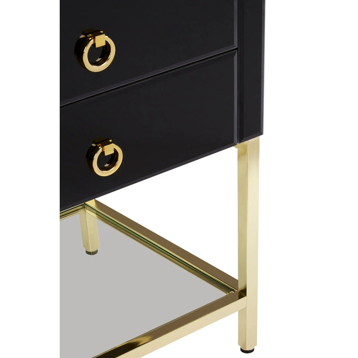 Kensford Townhouse Black 2 Drawer Side Table – Black Bedside Table with Storage Studio 55