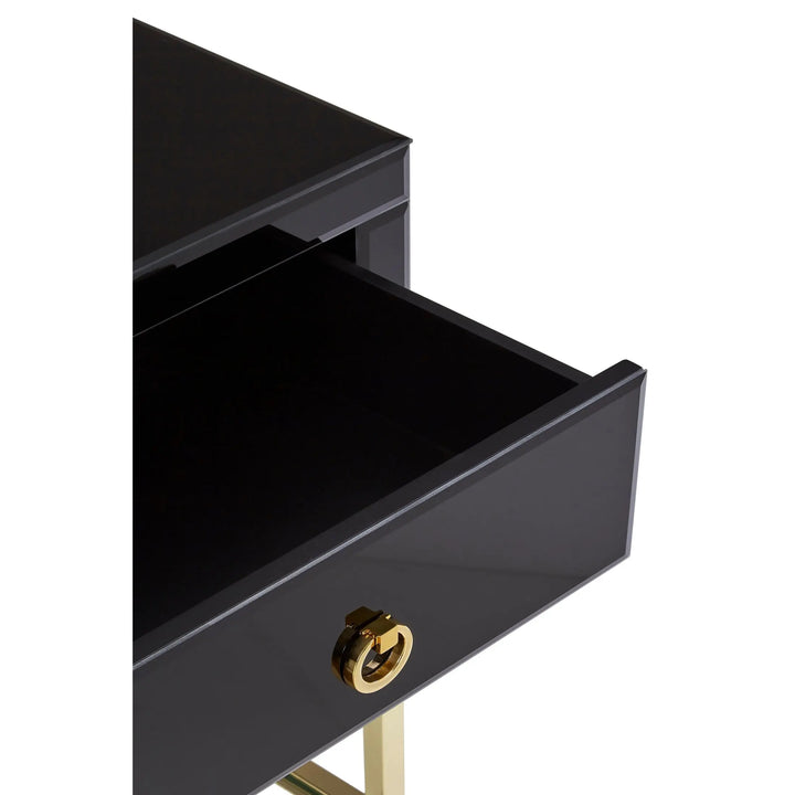 Kensford Townhouse Black 2 Drawer Side Table – Black Bedside Table with Storage Studio 55