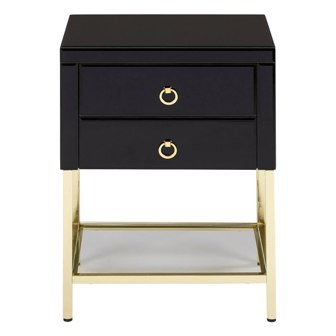 Kensford Townhouse Black 2 Drawer Side Table – Black Bedside Table with Storage Studio 55