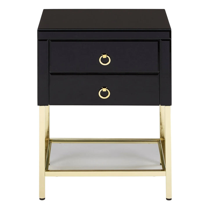 Kensford Townhouse Black 2 Drawer Side Table – Black Bedside Table with Storage Studio 55