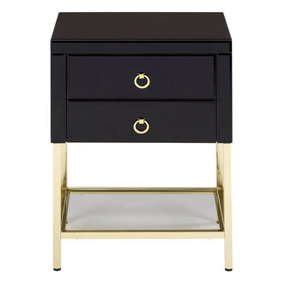 Kensford Townhouse Black 2 Drawer Side Table – Black Bedside Table with Storage Studio 55