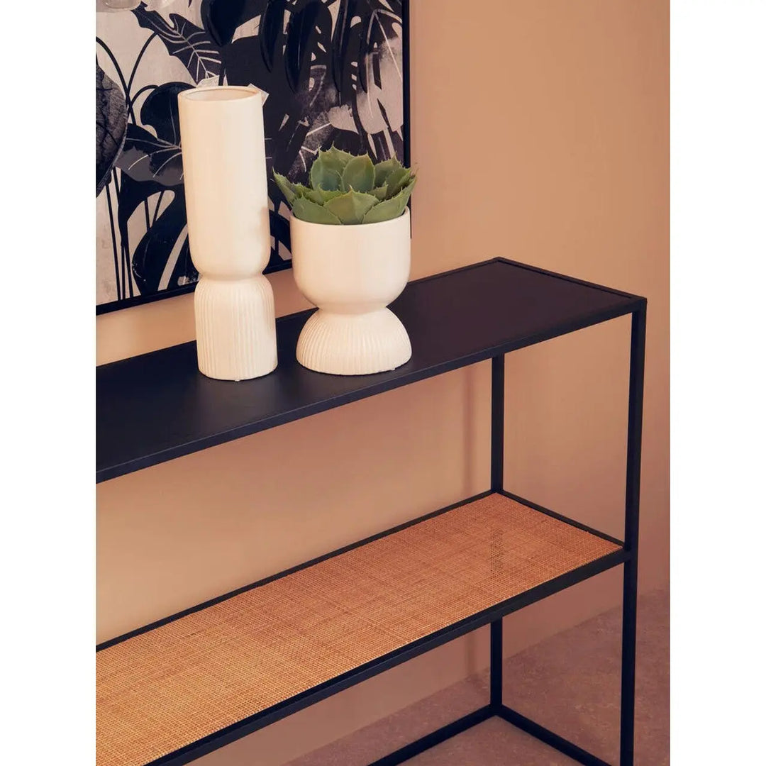Derok 2 Tier Rattan And Metal Console Table Studio 55