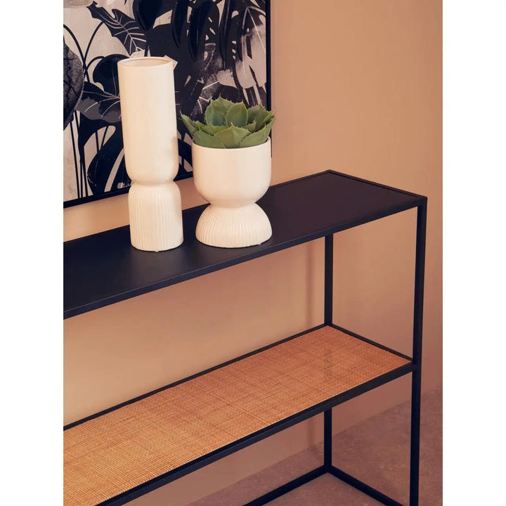 Derok 2 Tier Rattan And Metal Console Table Studio 55