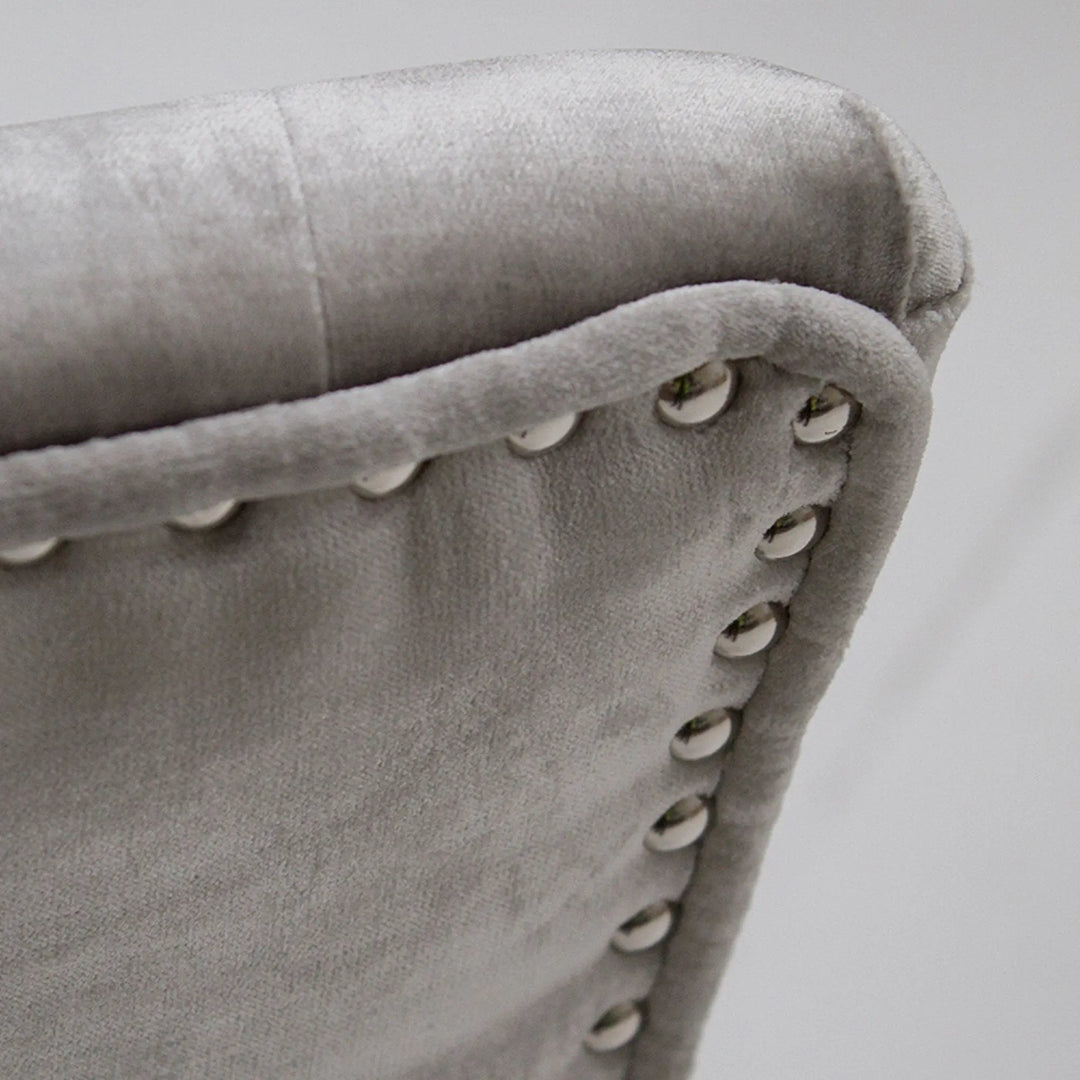 Belvedere Knockerback Velvet Dining Chair in Pewter – Chesterfield Style (Outlet) NJ Home Interiors