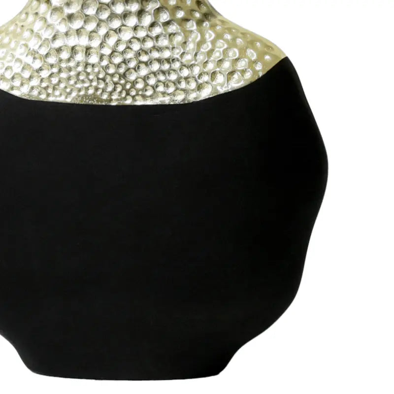 Black and Textured Light Gold Metal Vase Lina Home