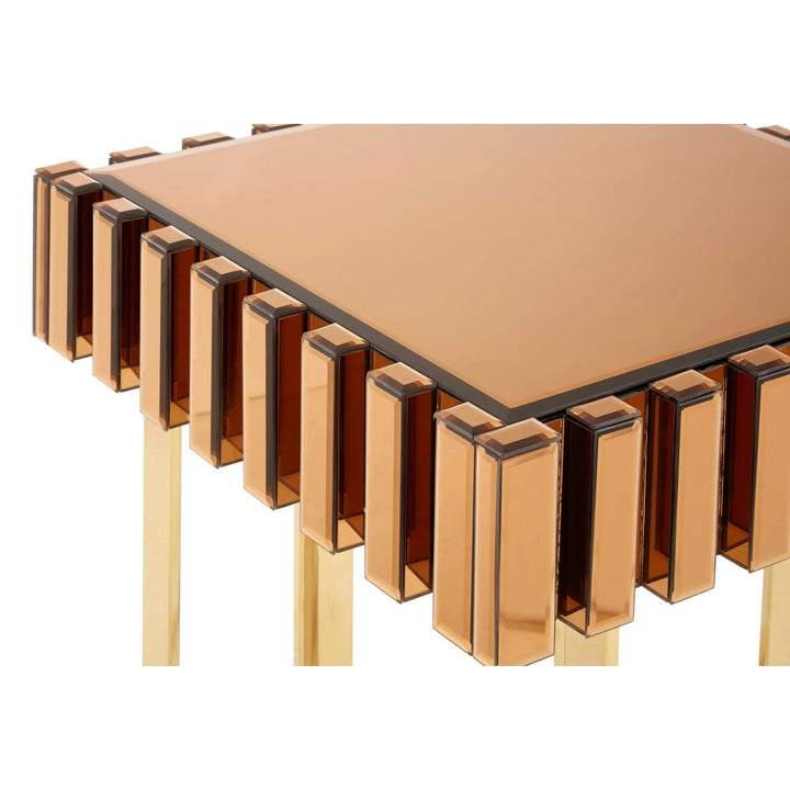 Vicoli Mirrored Side Table with Gold Stainless Steel Legs Studio 55