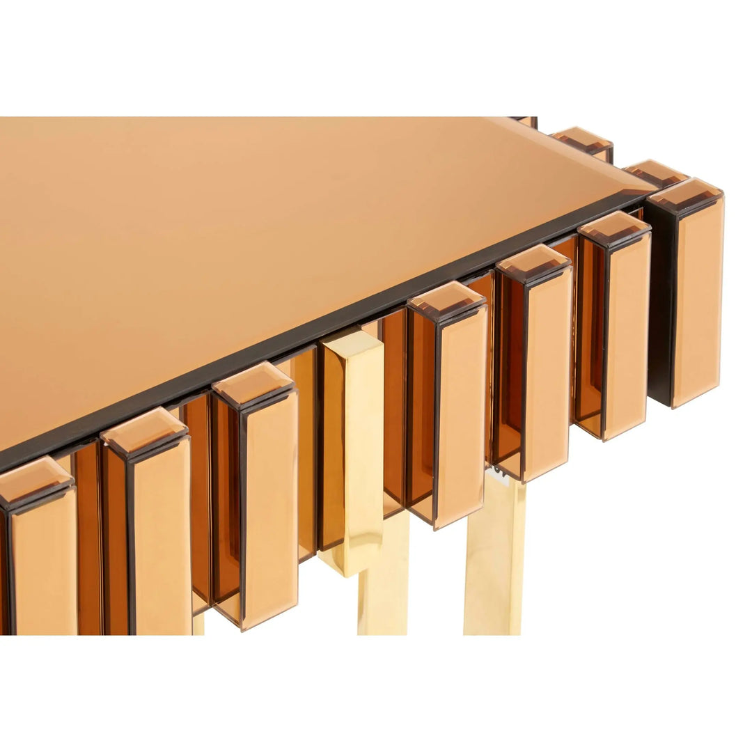 Vicoli Mirrored Side Table with Gold Stainless Steel Legs Studio 55