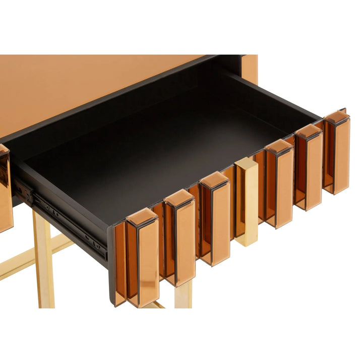 Vicoli Mirrored Side Table with Gold Stainless Steel Legs Studio 55