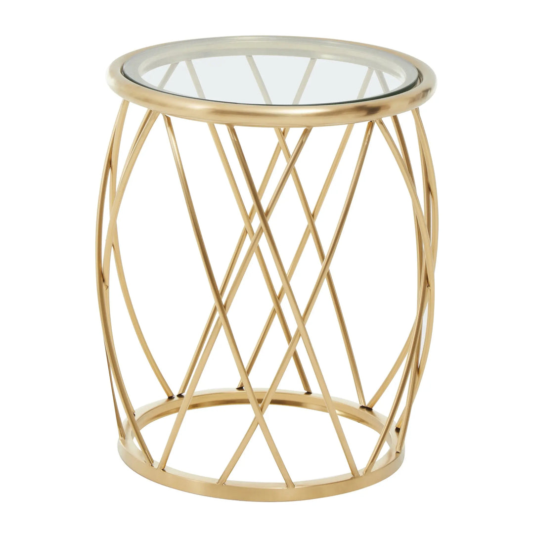 Adley Gold Round Glass Side Table Studio 55