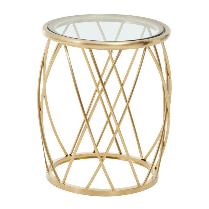 Adley Gold Round Glass Side Table Studio 55