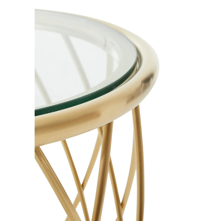 Adley Gold Round Glass Side Table Studio 55