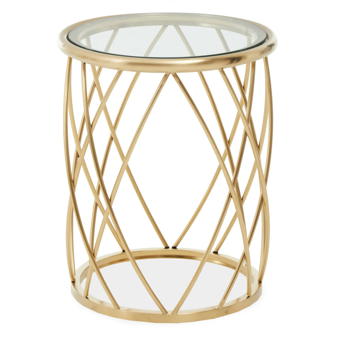 Adley Gold Round Glass Side Table Studio 55