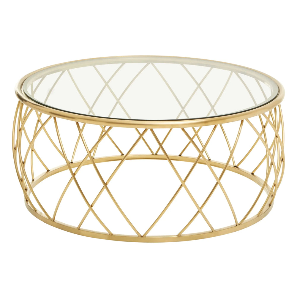 Adley Gold Round Coffee Table with Clear Glass Studio 55