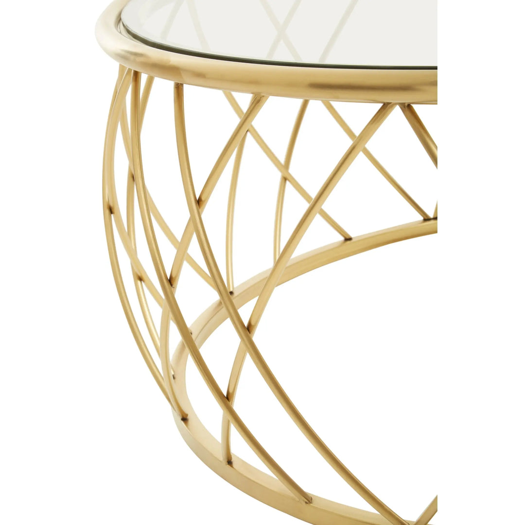 Adley Gold Round Coffee Table with Clear Glass Studio 55