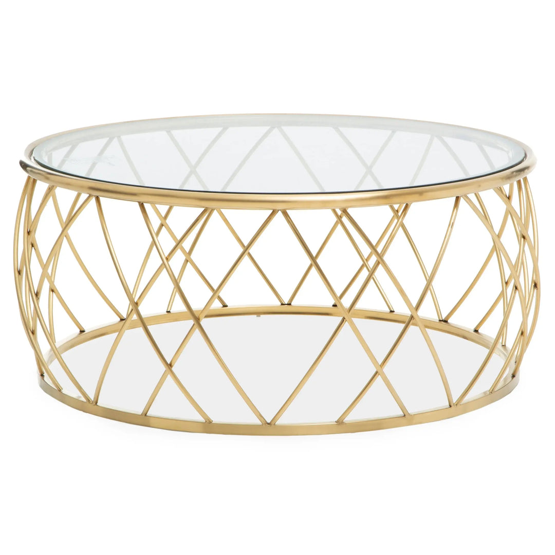 Adley Gold Round Coffee Table with Clear Glass Studio 55
