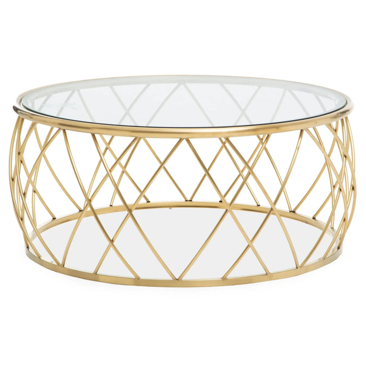 Adley Gold Round Coffee Table with Clear Glass Studio 55