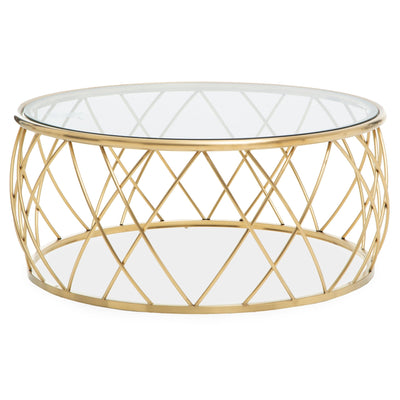 Adley Gold Round Coffee Table with Clear Glass Studio 55