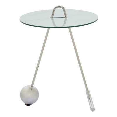 Orelia White Marble Effect End Table with Chrome Legs Studio 55