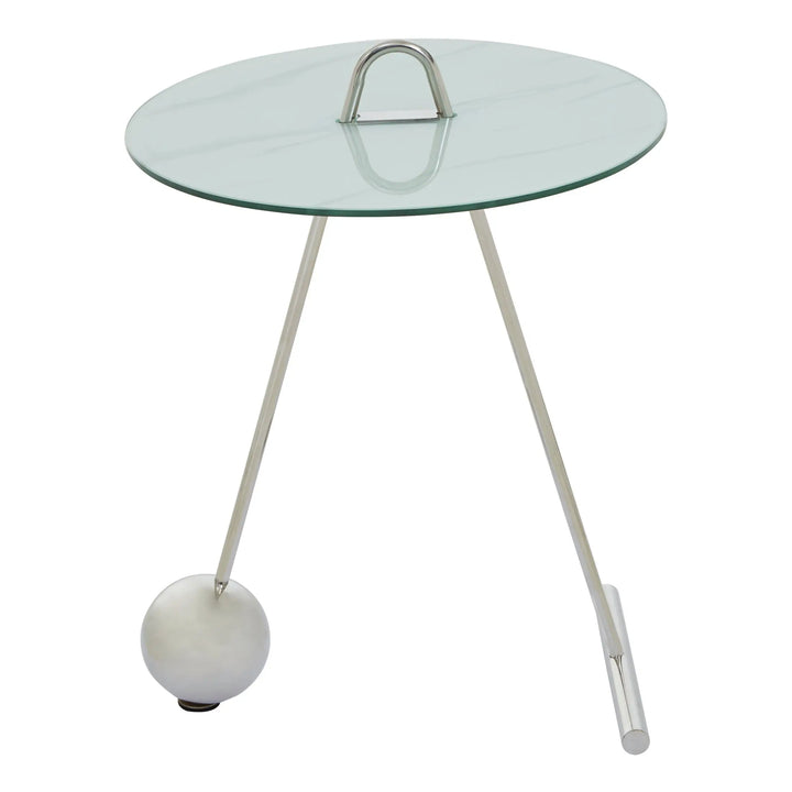 Orelia White Marble Effect End Table with Chrome Legs Studio 55
