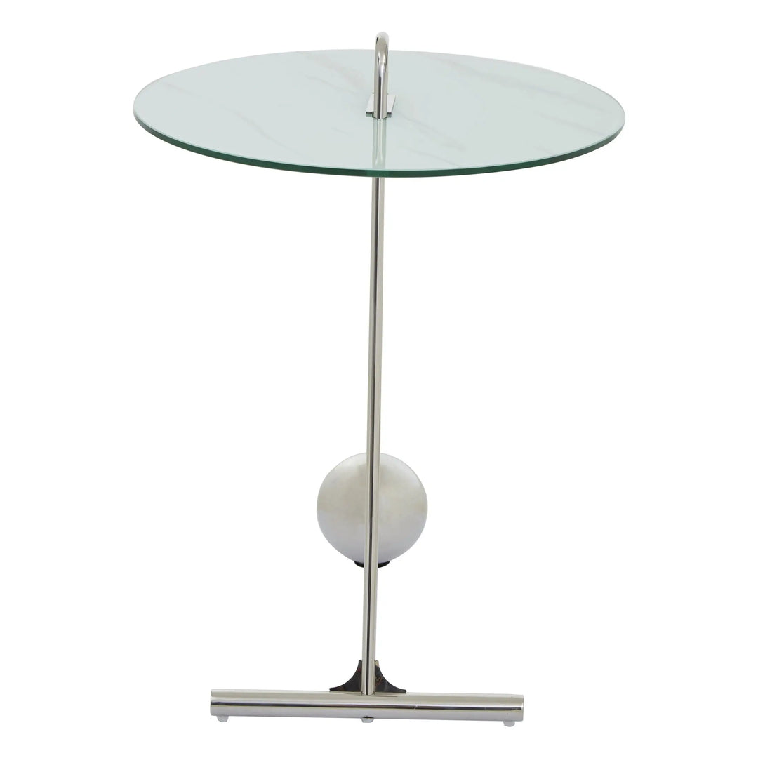 Orelia White Marble Effect End Table with Chrome Legs Studio 55