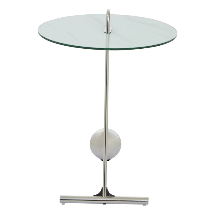 Orelia White Marble Effect End Table with Chrome Legs Studio 55