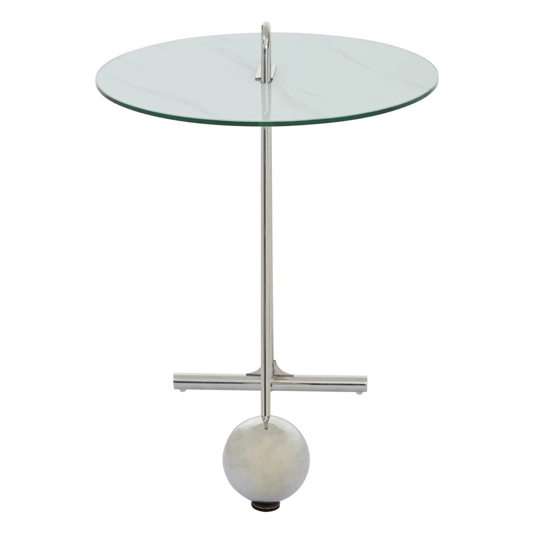 Orelia White Marble Effect End Table with Chrome Legs Studio 55