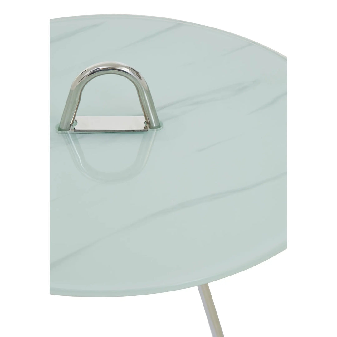 Orelia White Marble Effect End Table with Chrome Legs Studio 55