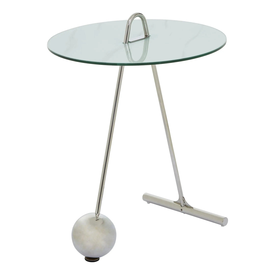 Orelia White Marble Effect End Table with Chrome Legs Studio 55