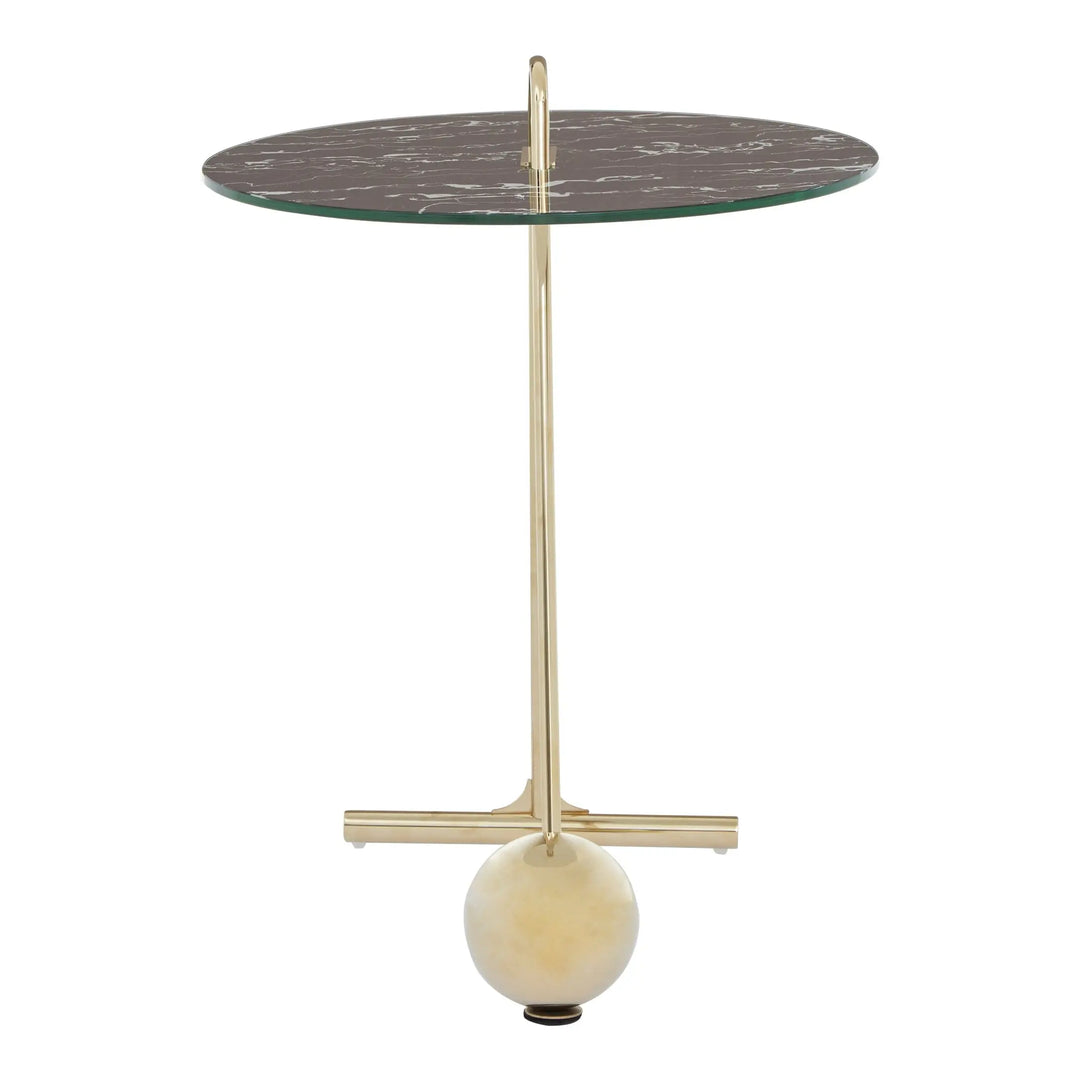 Orelia Black Marble Effect End Table with Gold Legs Studio 55