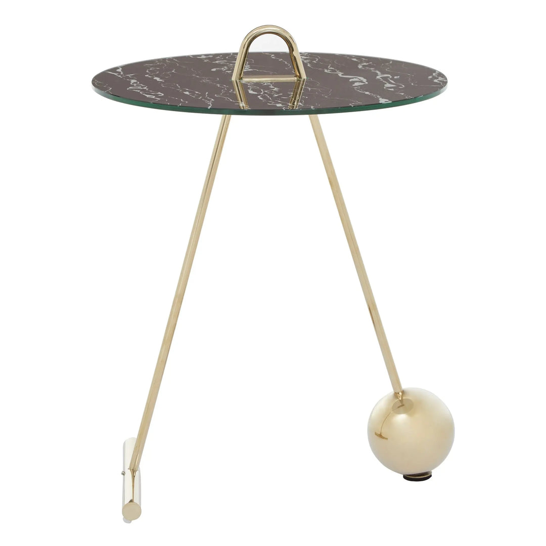 Orelia Black Marble Effect End Table with Gold Legs Studio 55