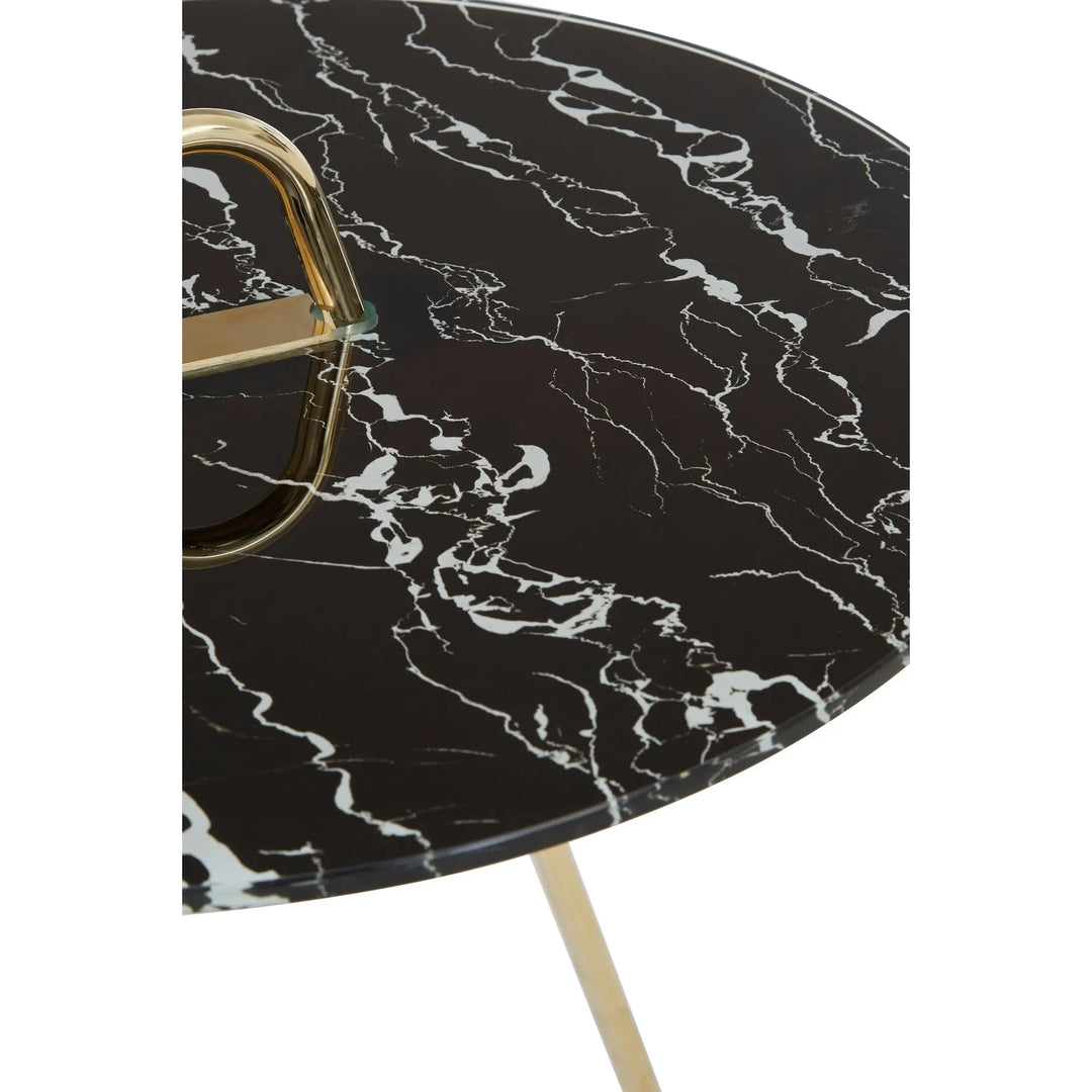 Orelia Black Marble Effect End Table with Gold Legs Studio 55