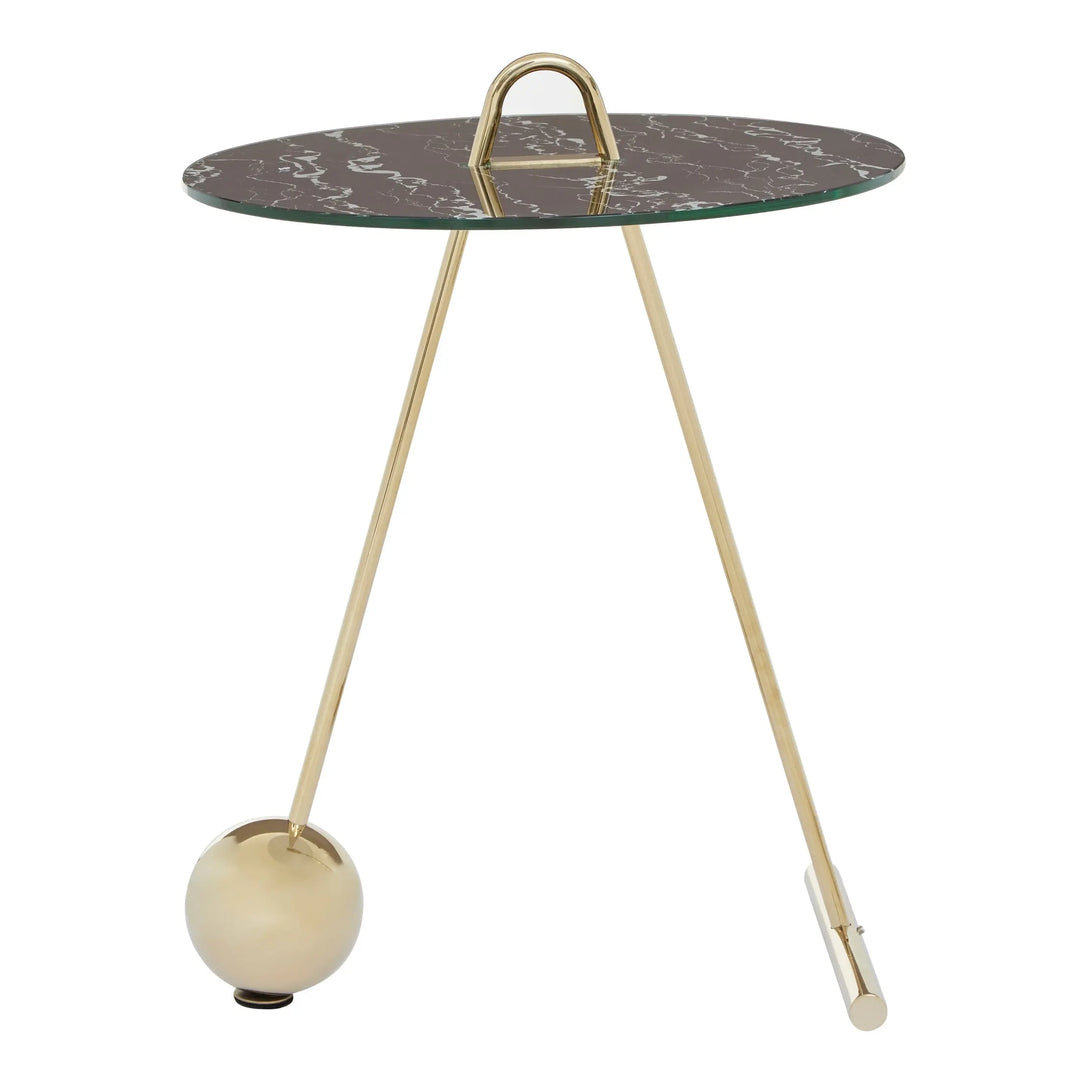 Orelia Black Marble Effect End Table with Gold Legs Studio 55