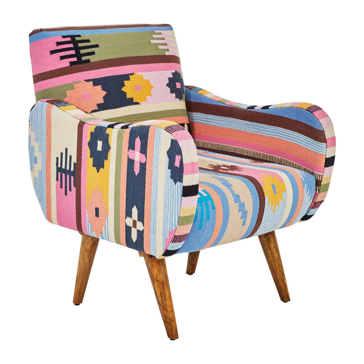 Cefeno Multi Coloured Fabric Chair With Mango Wood Legs Studio 55