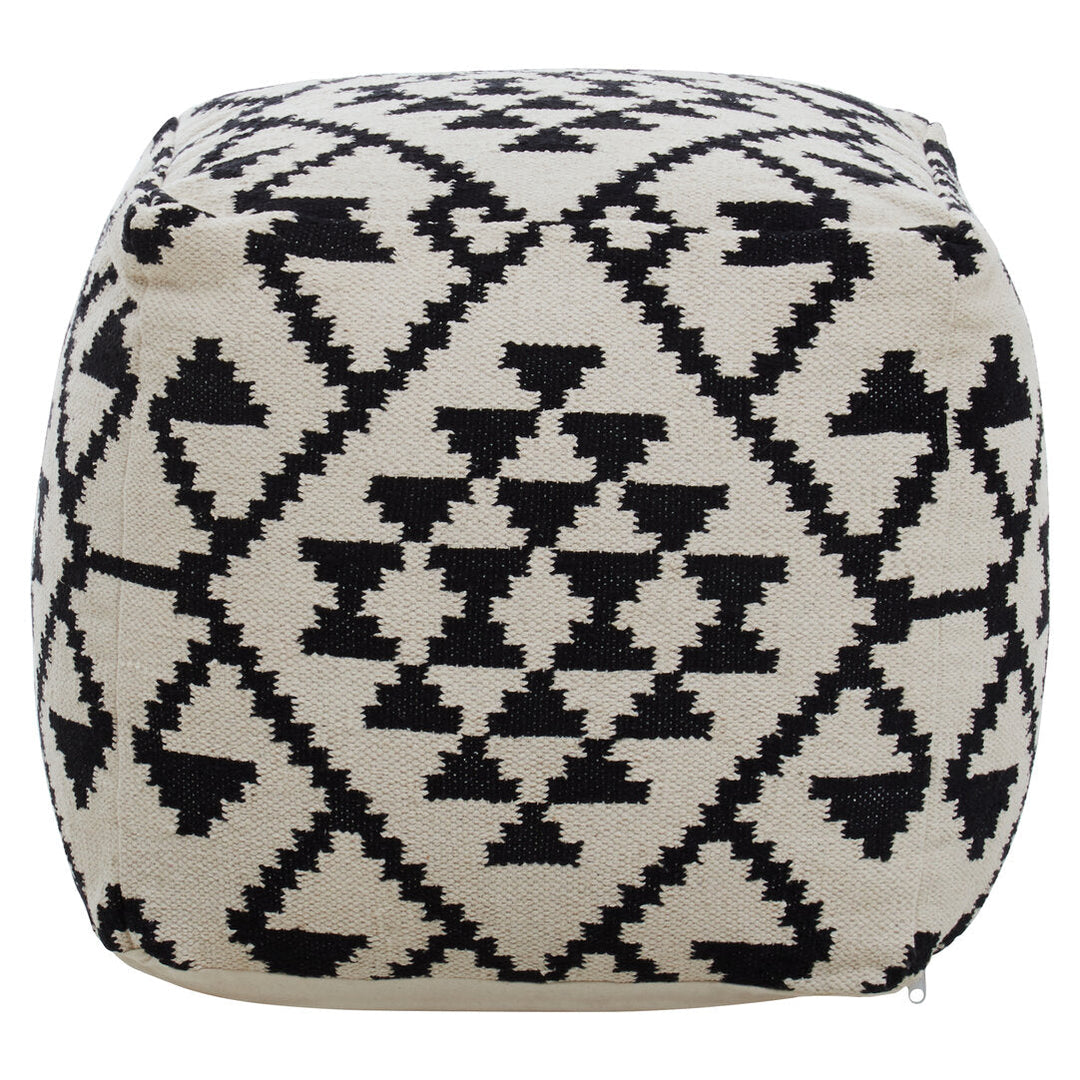 Sefina Square Black and White Patterned Pouffe Studio 55
