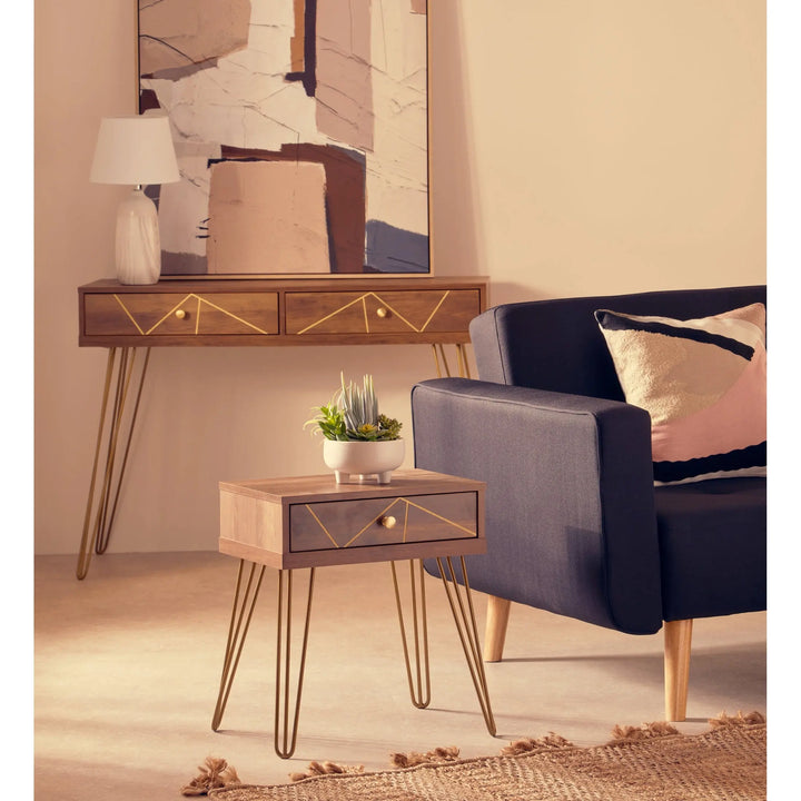 Flora 1 Drawer Draw Side Table with Hairpin Legs Studio 55