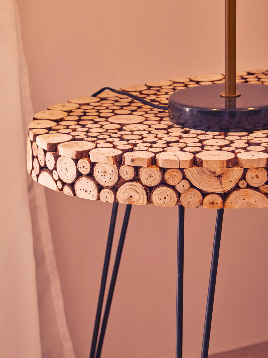 Lucera Wooden Oval Side Table with Hairpin Legs Studio 55