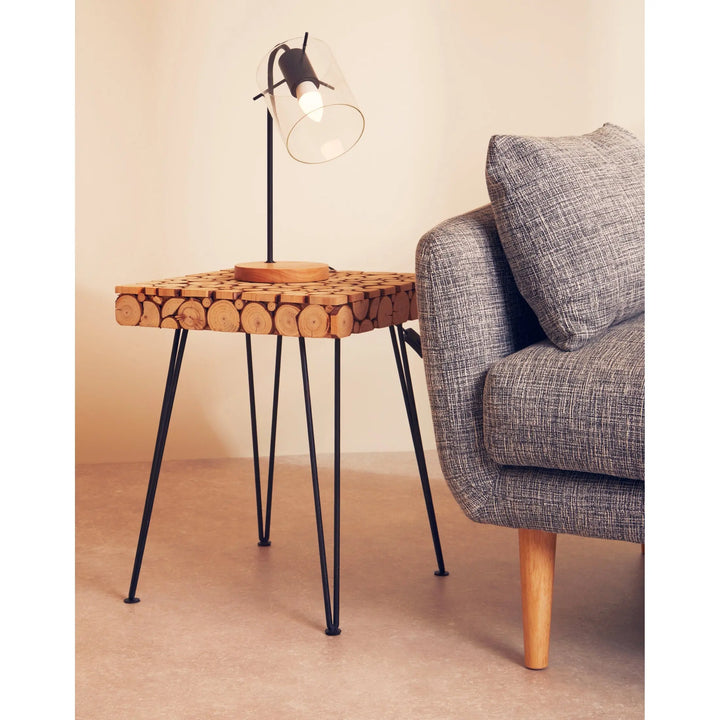 Lucera Wooden Square Side Table with Hairpin Legs Studio 55