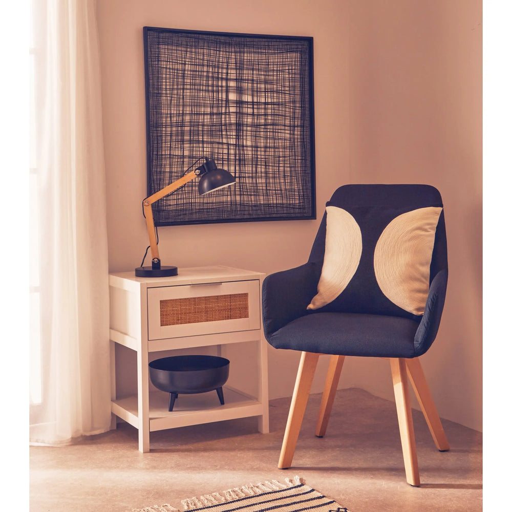 Sherwood White Wood and Rattan One Drawer Side Table Studio 55