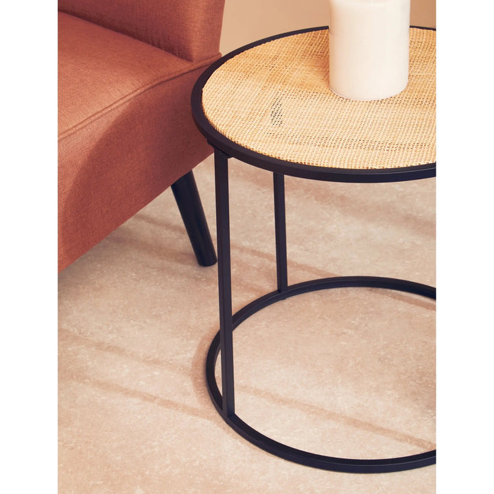 Derok Rattan And Metal Round Side Table Studio 55