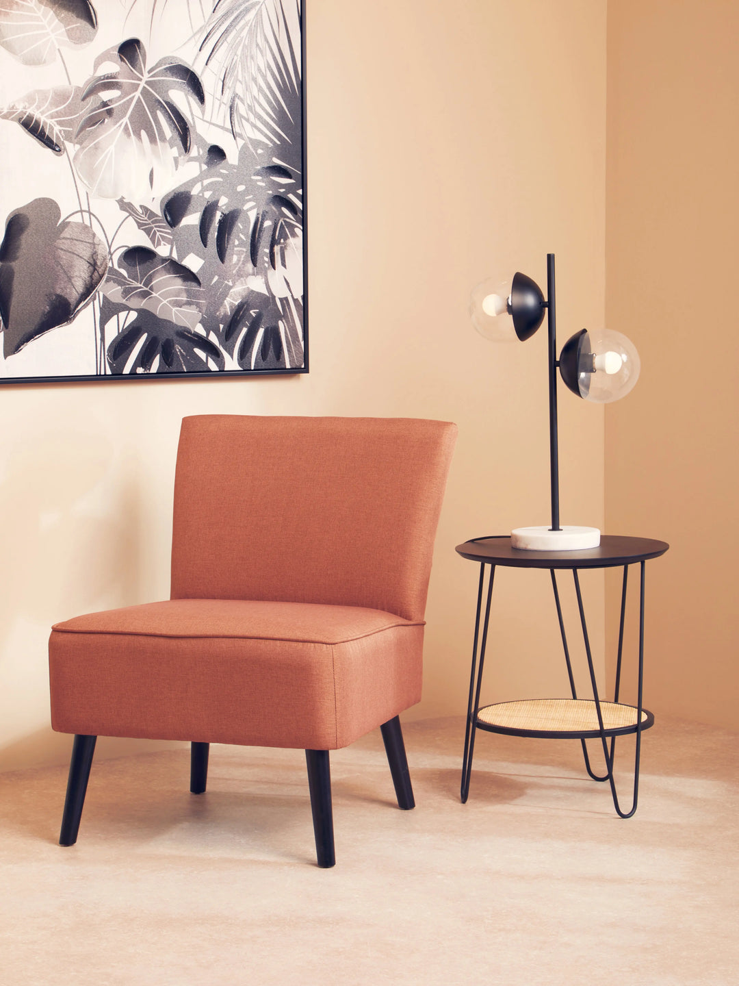 Derok Rattan And Metal Side Table With Hairpin Legs Studio 55