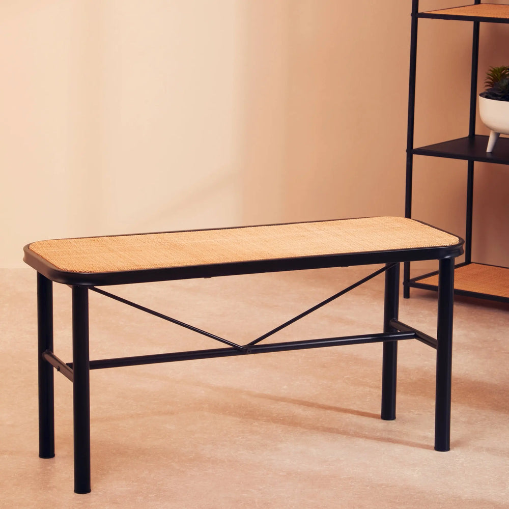 Derok Metal and Rattan Bench Studio 55