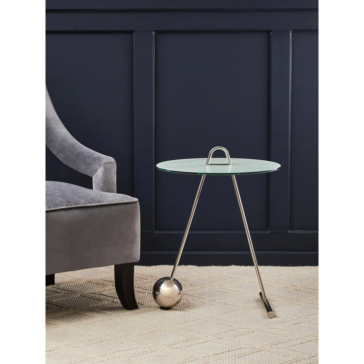 Orelia White Marble Effect End Table with Chrome Legs Studio 55