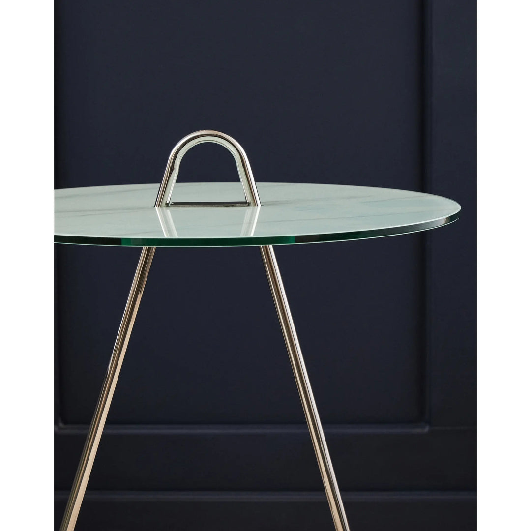 Orelia White Marble Effect End Table with Chrome Legs Studio 55