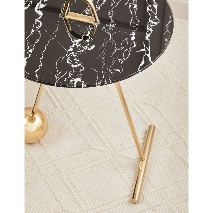 Orelia Black Marble Effect End Table with Gold Legs Studio 55