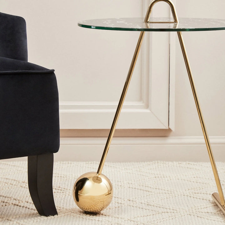 Orelia Black Marble Effect End Table with Gold Legs Studio 55