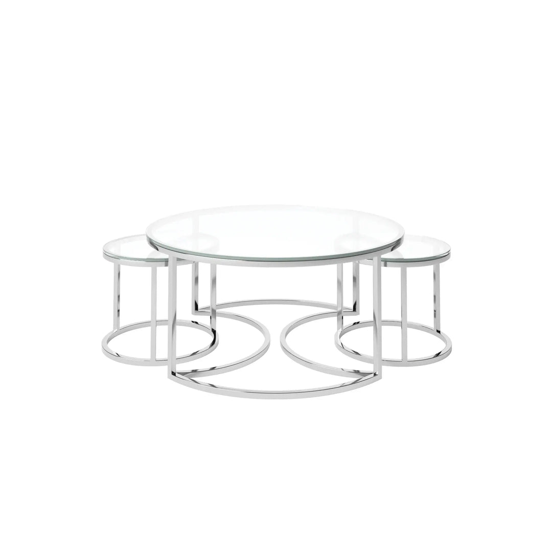 Orlento Clear Glass Coffee Table Set Torelli
