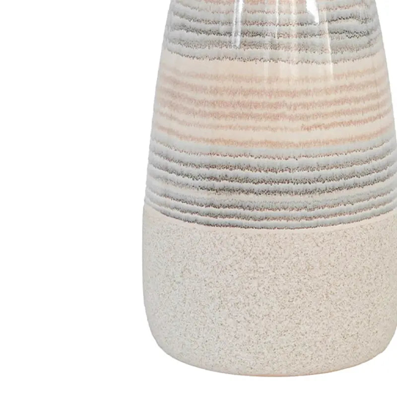 Beige Ceramic Vase with Multicolour Stripes Lina Home