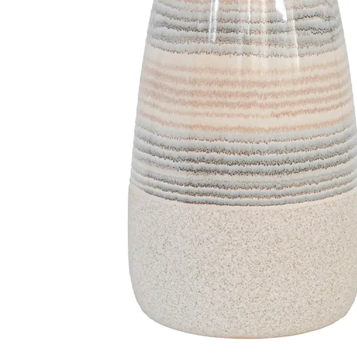 Beige Ceramic Vase with Multicolour Stripes Lina Home